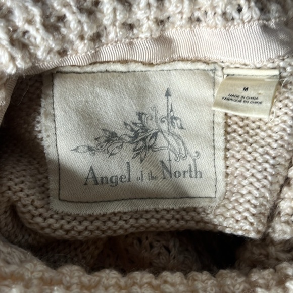 Anthropologie Angel of the North Tan Waffle Knit Cowl Neck Sweater Size M - Picture 6 of 7